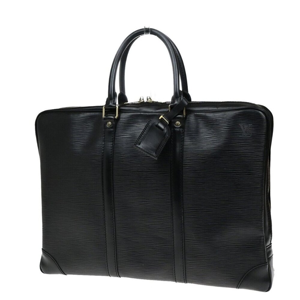 LOUIS VUITTON Porte Documents Voyage Briefcase Hand Bag Epi Black M54472 65ED729